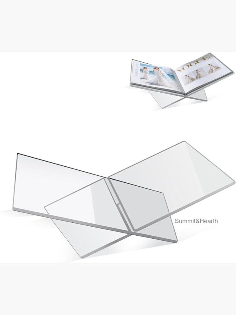 Large Clear Acrylic Book Stand, X-Frame Holder for Cookbooks & Display